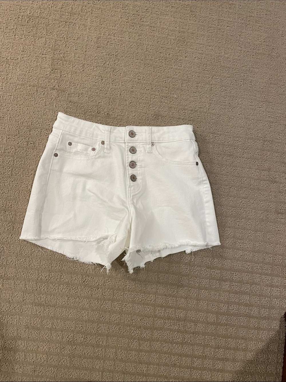 Zenana Outfitters White High-Rise Button-Front Denim Shorts